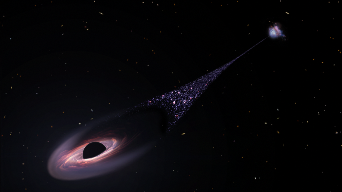 a-speeding-black-hole-is-birthing-baby-stars-across-light-years