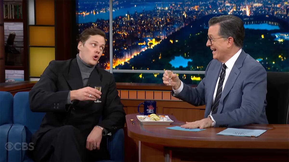 bill-skarsgard-and-stephen-colbert-do-shots,-sing-a-swedish-christmas-song